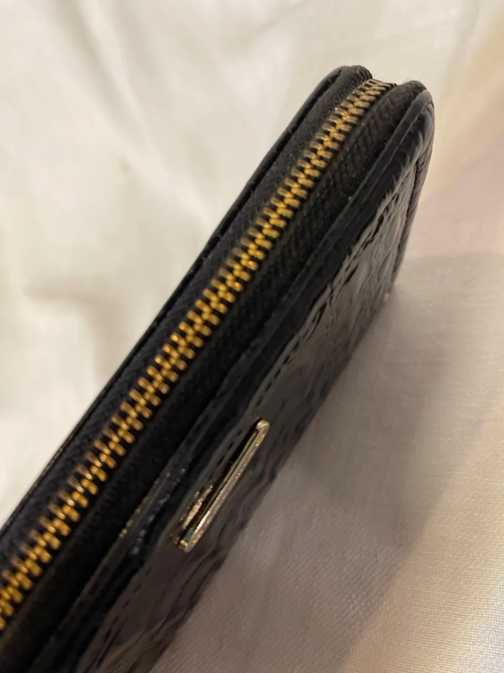 Brahmin Black Croc-Embossed Zip Card Holder